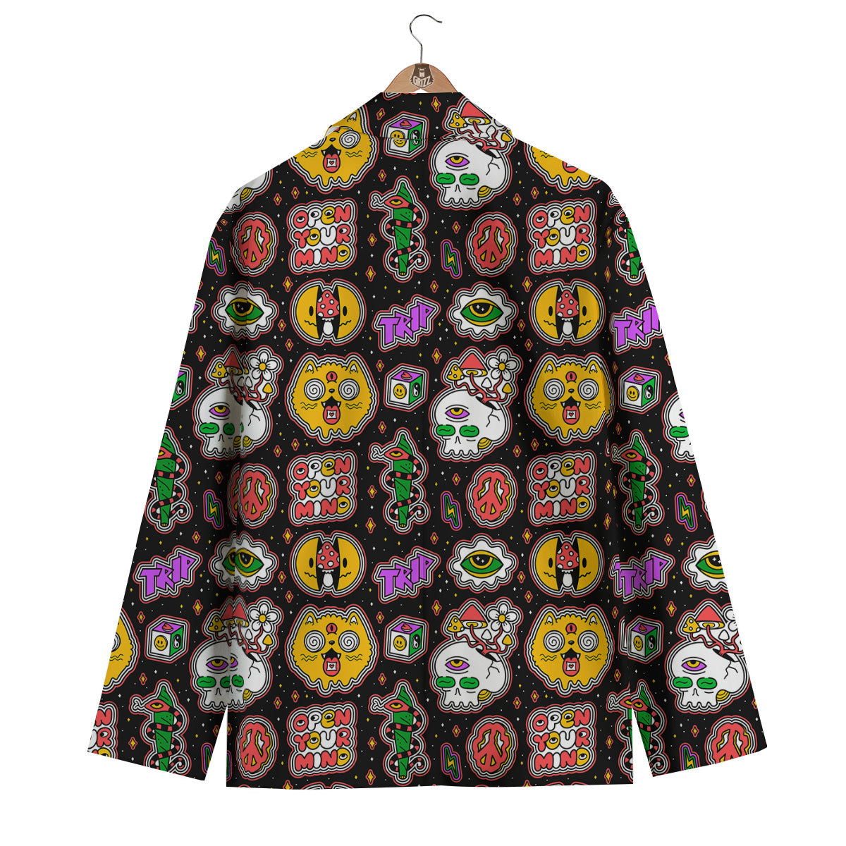 Psychedelic Funny Crazy Colorful Print Pattern Men's Blazer-grizzshop