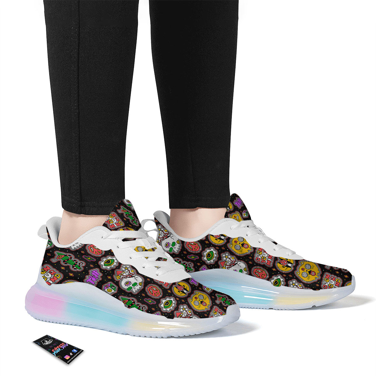 Psychedelic Funny Crazy Colorful Print Pattern Running Sneakers-grizzshop