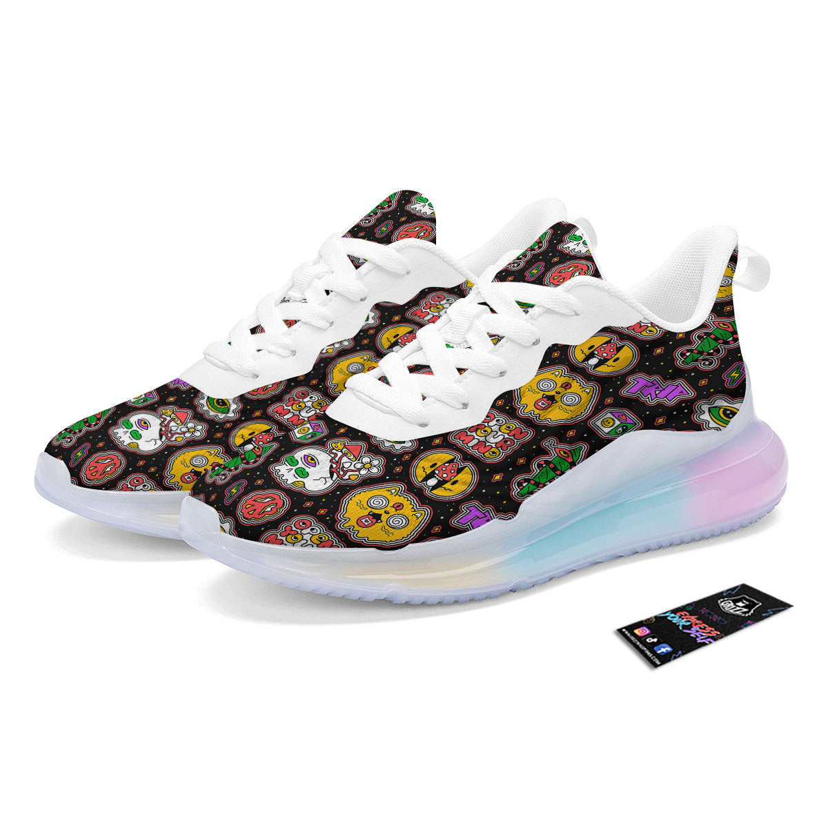 Psychedelic Funny Crazy Colorful Print Pattern Running Sneakers-grizzshop