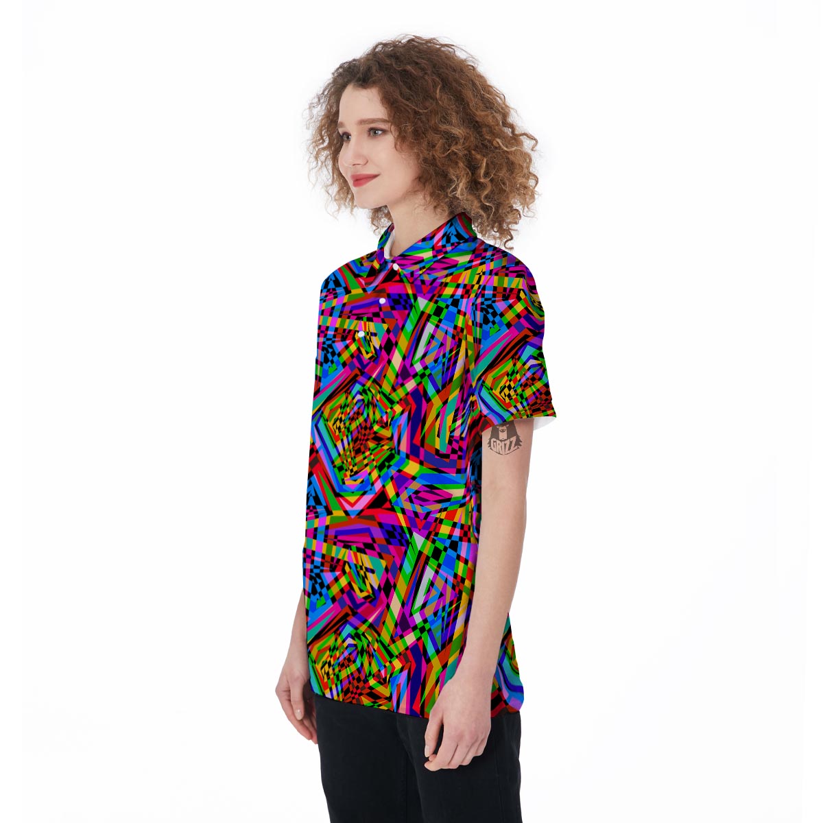 Psychedelic Geometric Multicolor Women's Golf Shirts-grizzshop