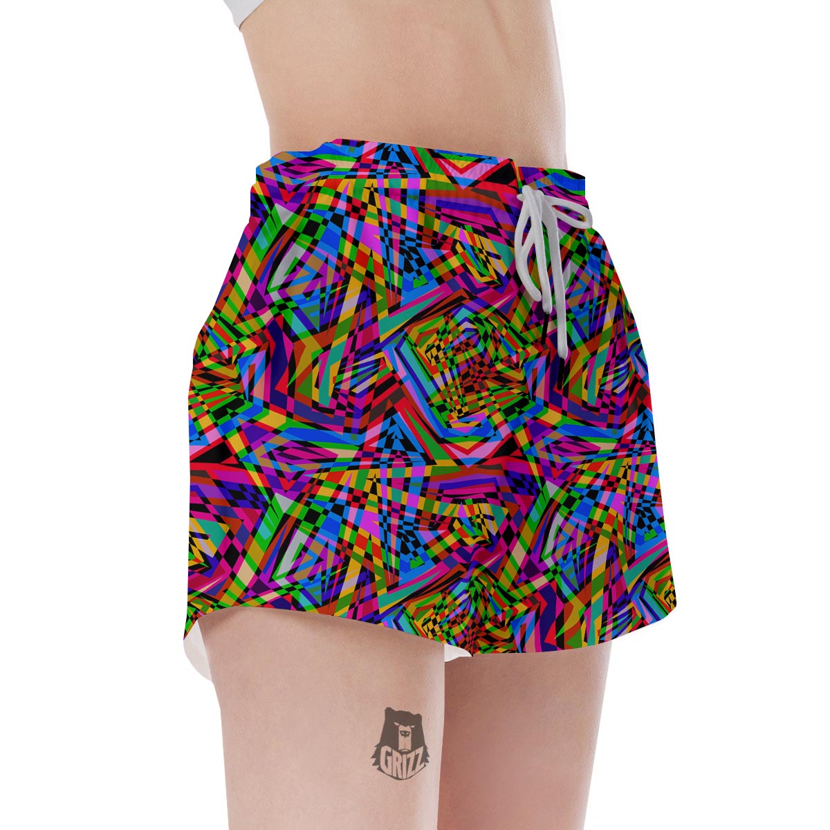 Psychedelic Geometric Multicolor Women's Shorts-grizzshop