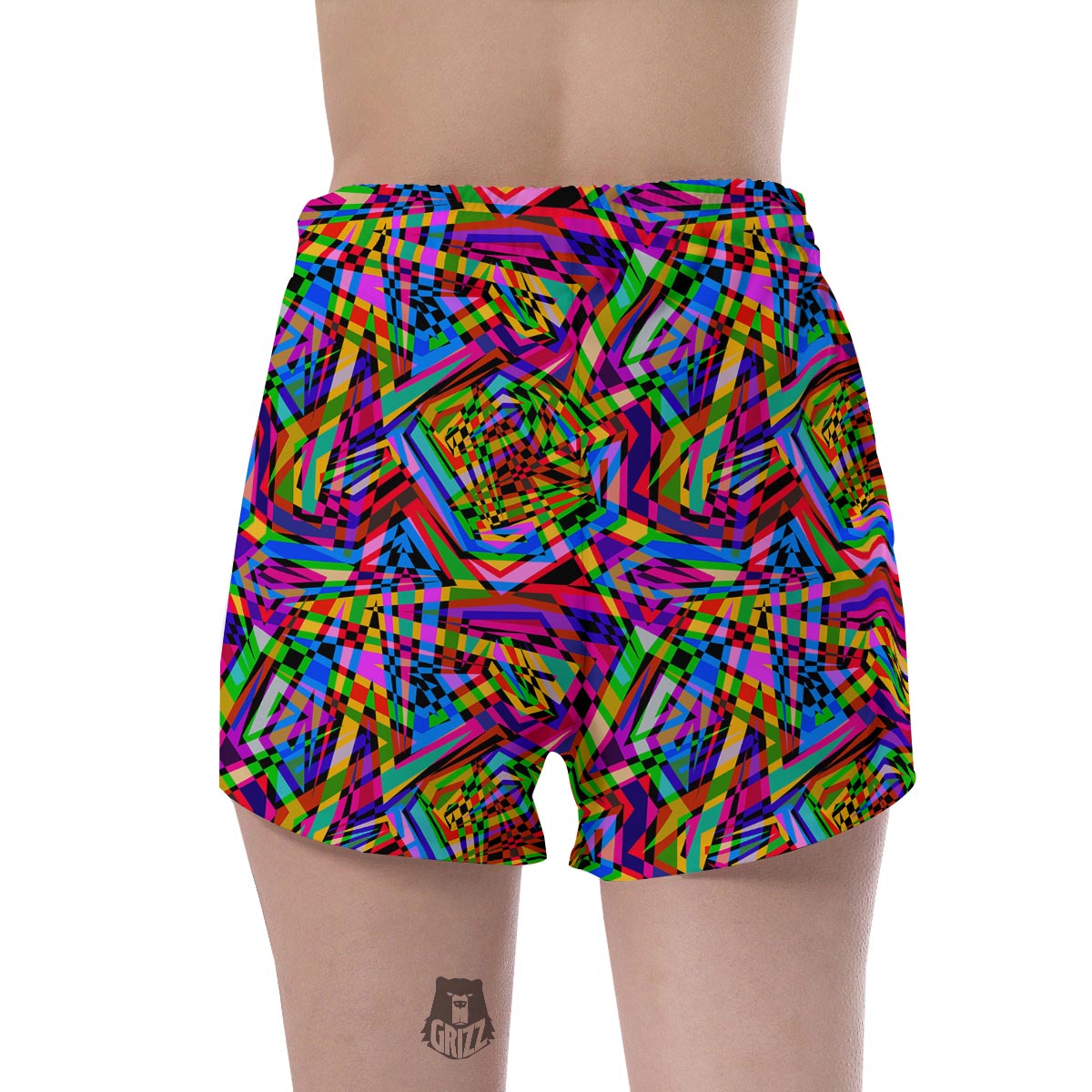 Psychedelic Geometric Multicolor Women's Shorts-grizzshop