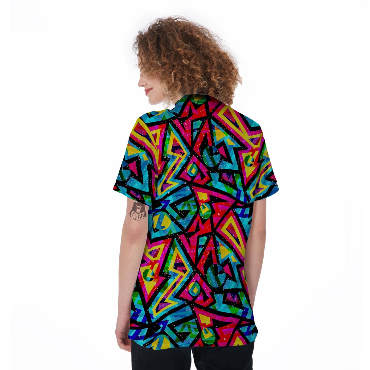 Psychedelic Geometric Print Women's Golf Shirts-grizzshop