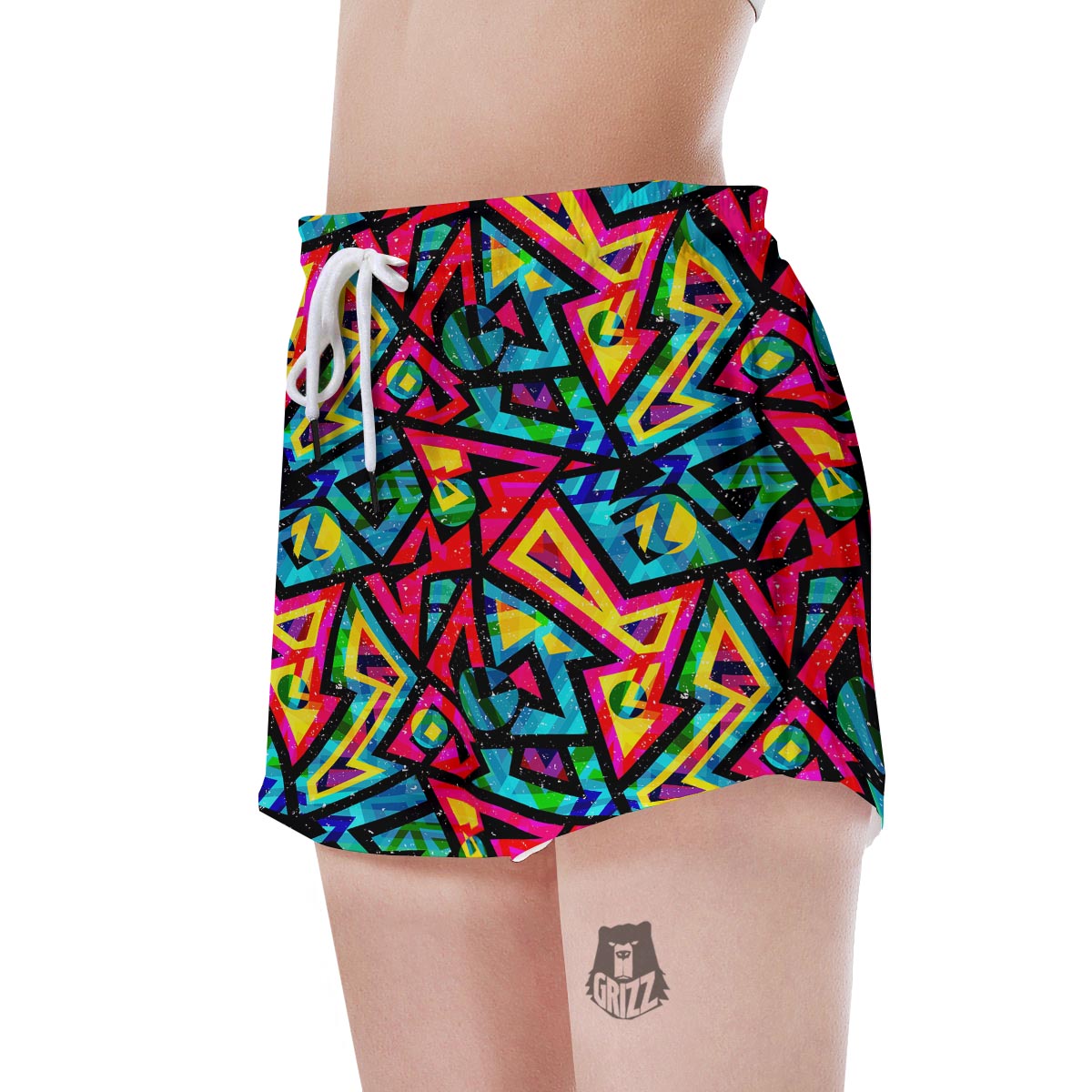 Psychedelic Geometric Print Women's Shorts-grizzshop