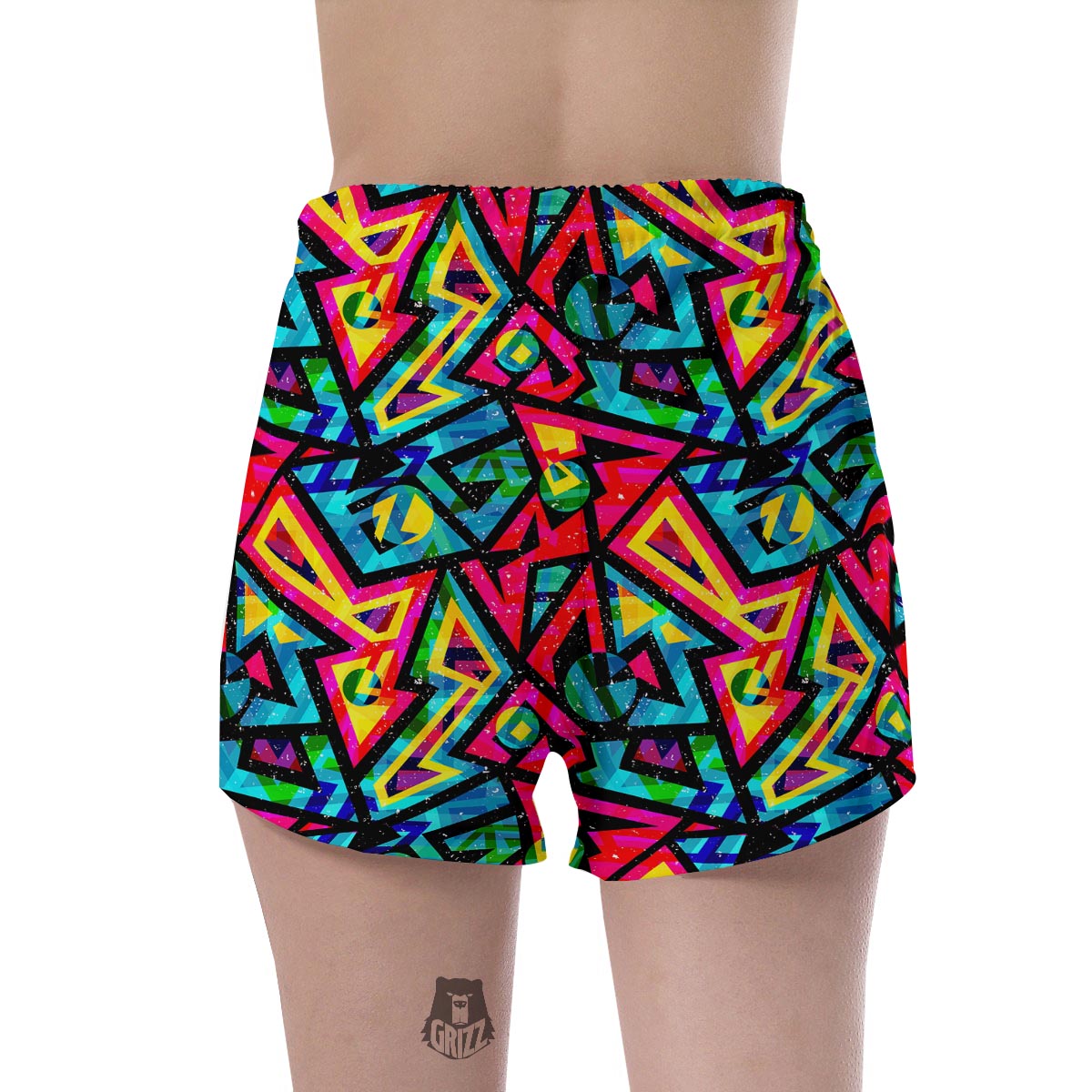 Psychedelic Geometric Print Women's Shorts-grizzshop