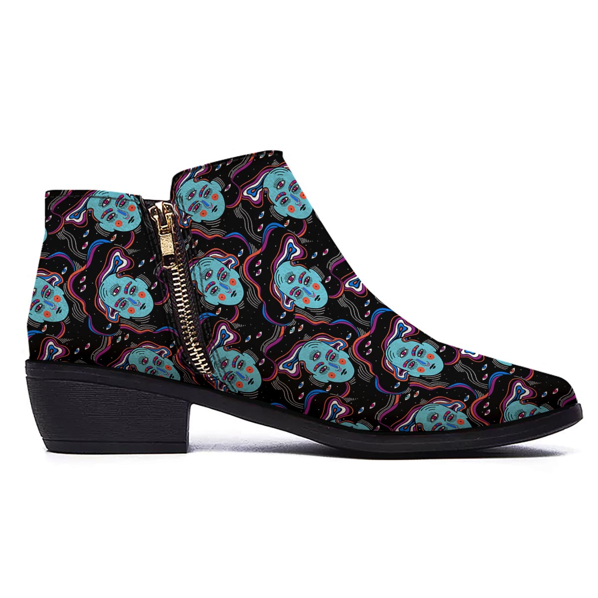 Psychedelic Hippie Retro Print Pattern Ankle Boots-grizzshop