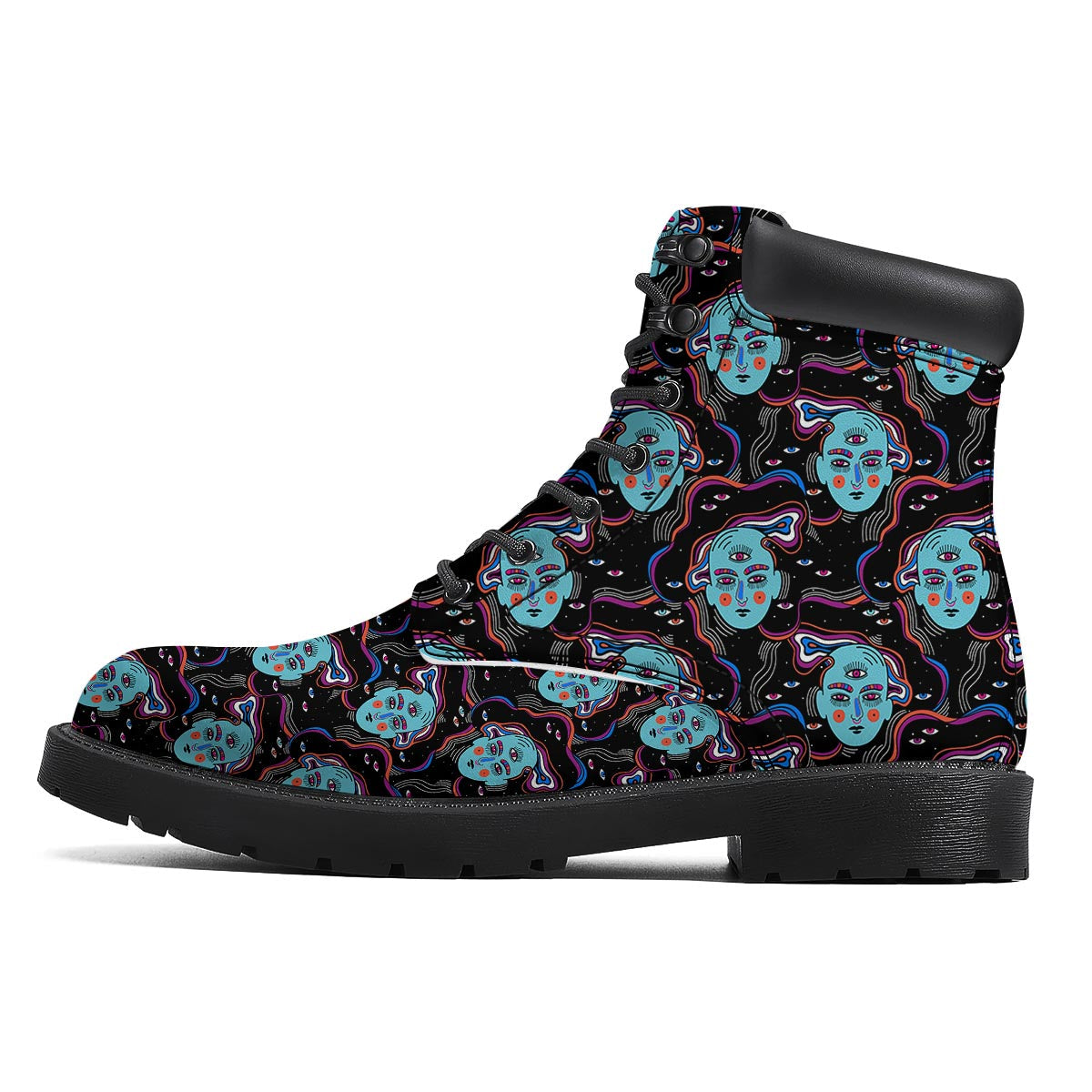 Psychedelic Hippie Retro Print Pattern Boots-grizzshop