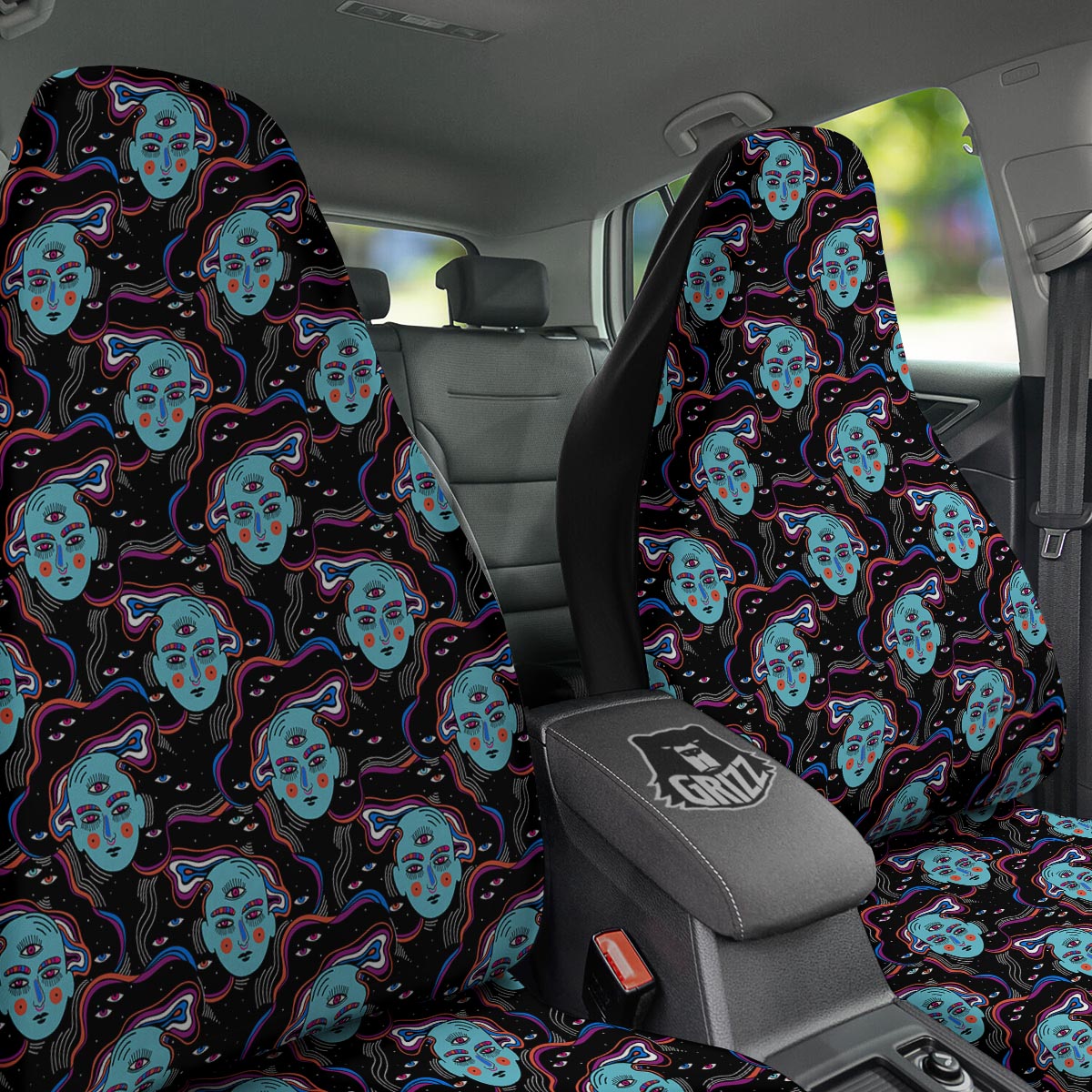 Psychedelic Hippie Retro Print Pattern Car Seat Covers-grizzshop