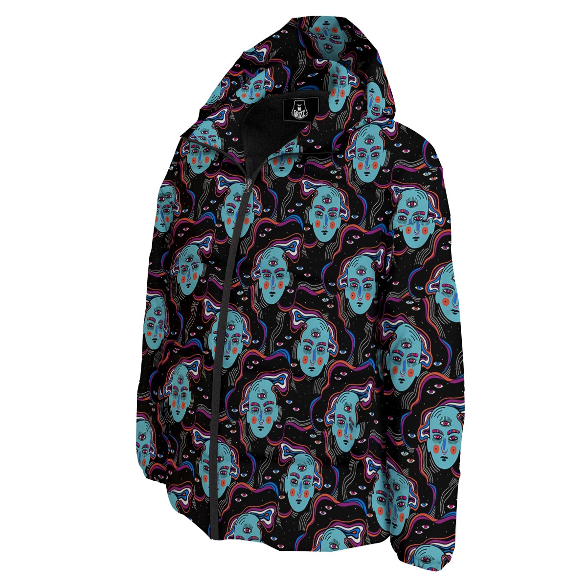 Psychedelic Hippie Retro Print Pattern Down Jacket-grizzshop