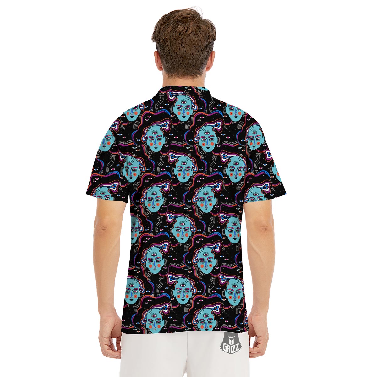 Psychedelic Hippie Retro Print Pattern Men's Golf Shirts-grizzshop