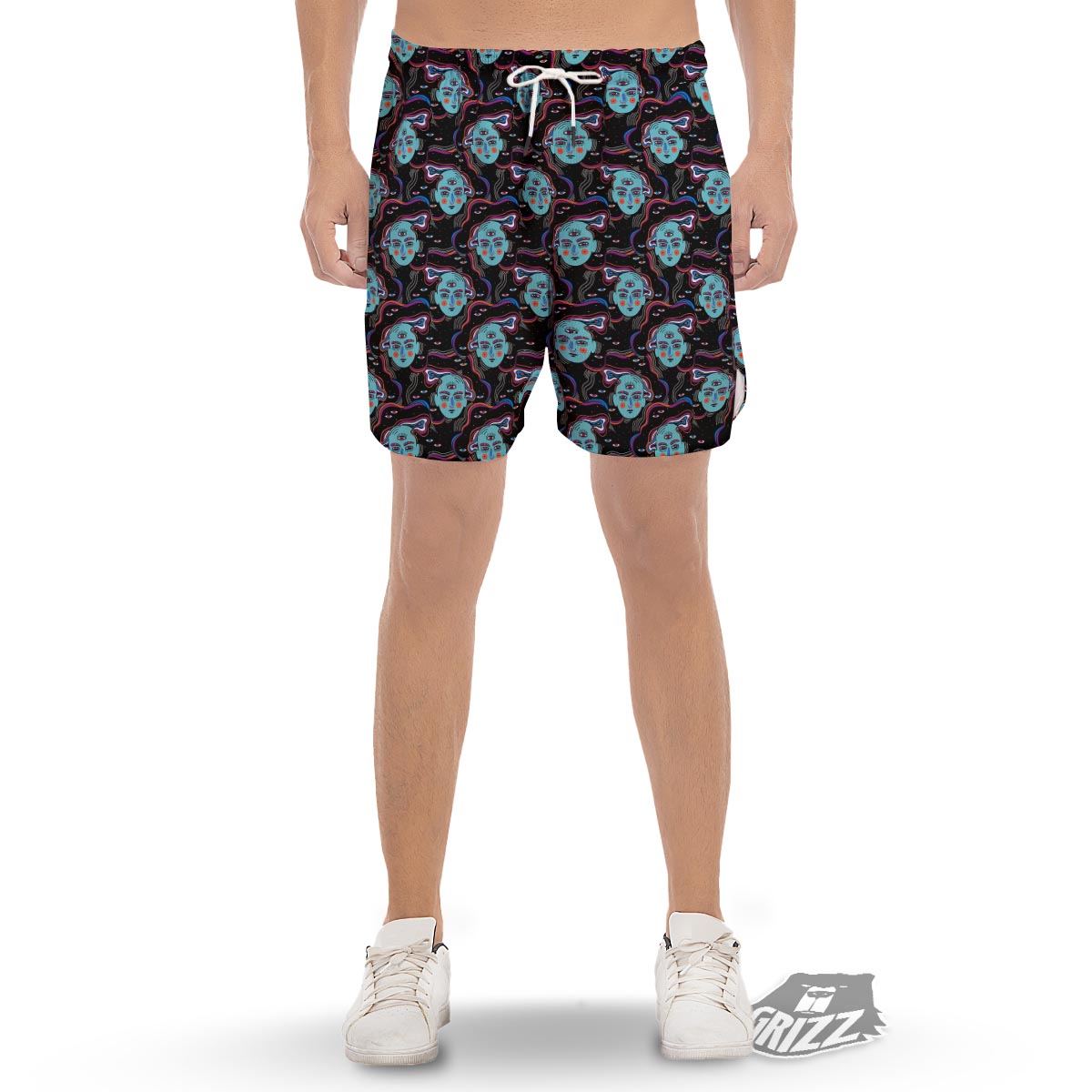 Psychedelic Hippie Retro Print Pattern Men's Gym Shorts-grizzshop