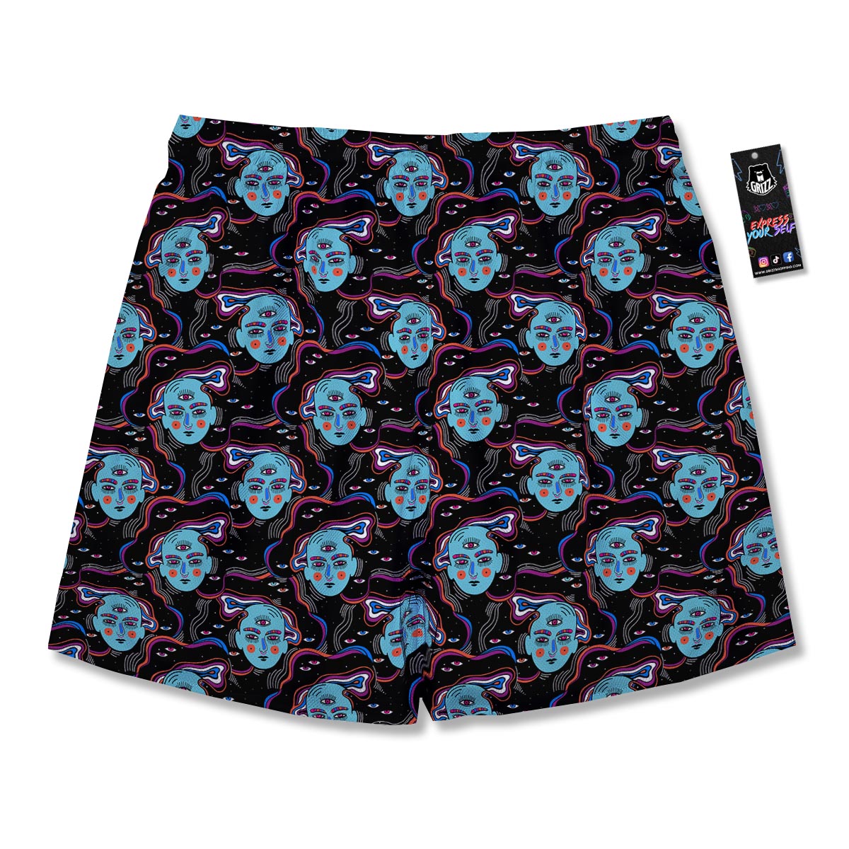 Psychedelic Hippie Retro Print Pattern Men's Running Shorts-grizzshop