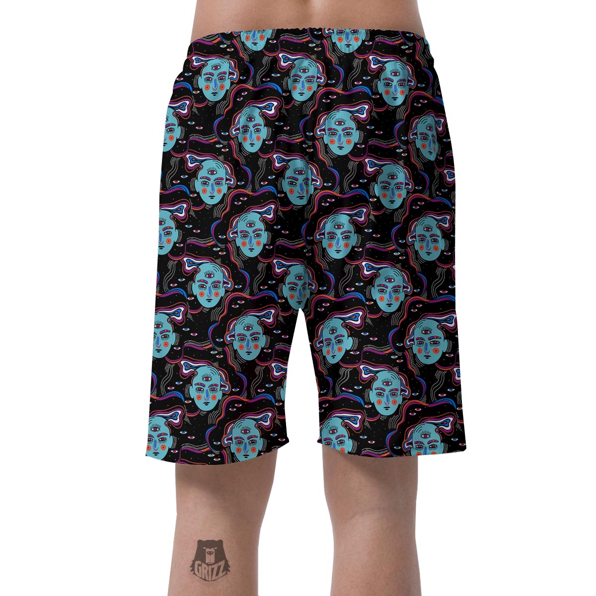 Psychedelic Hippie Retro Print Pattern Men's Shorts-grizzshop