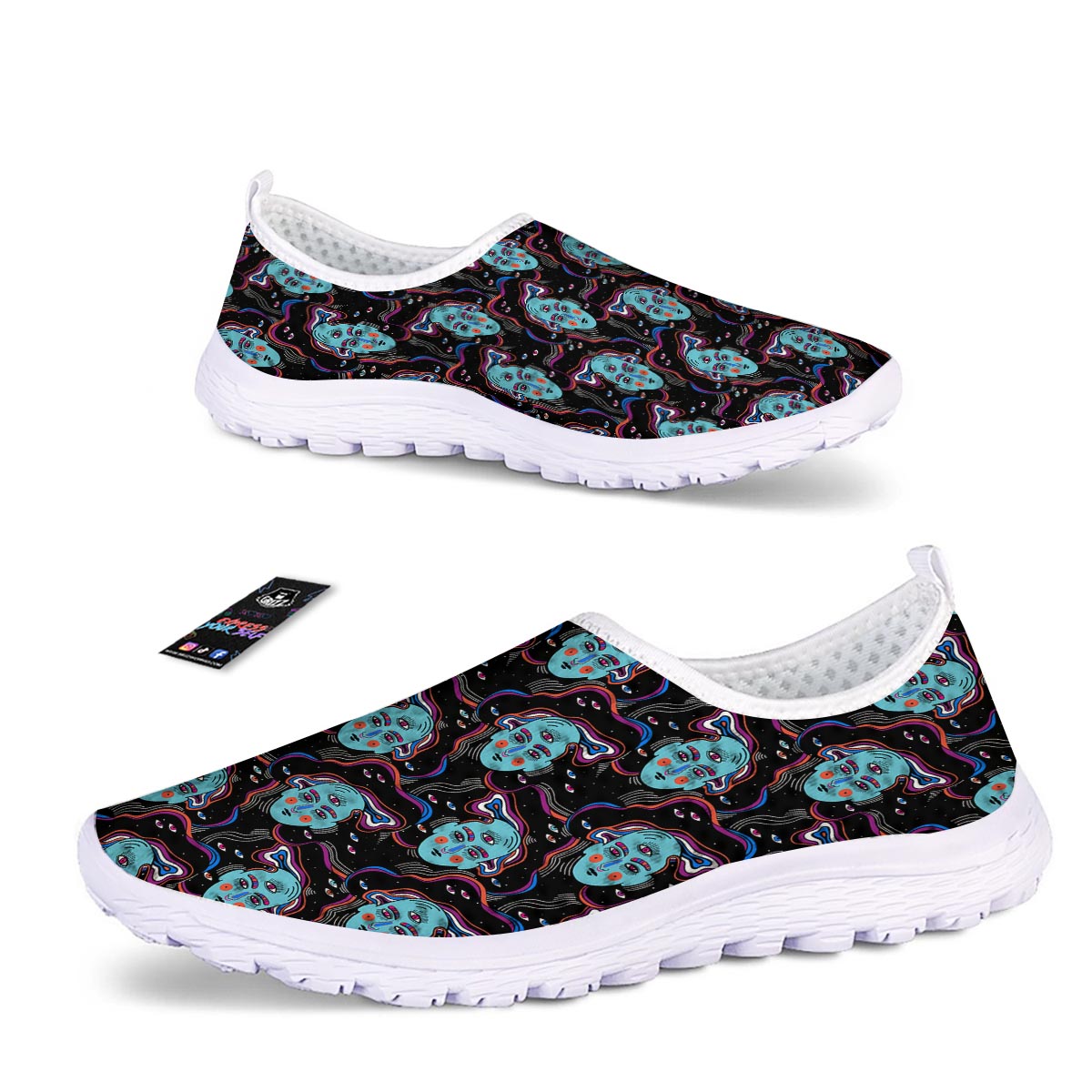 Psychedelic Hippie Retro Print Pattern Nurse Shoes-grizzshop