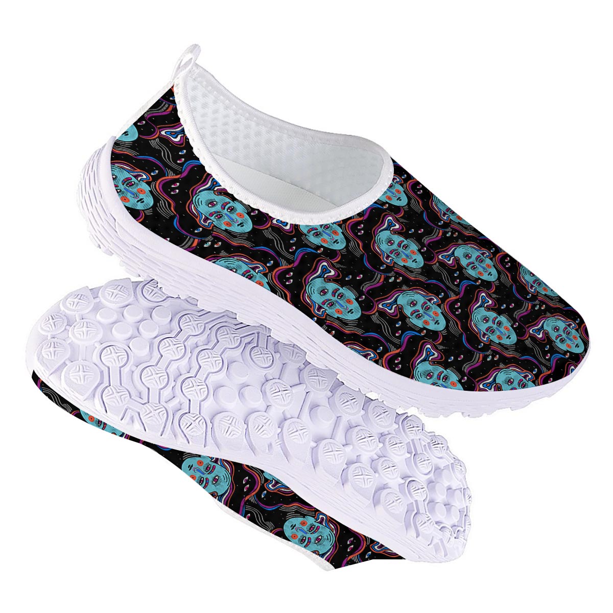 Psychedelic Hippie Retro Print Pattern Nurse Shoes-grizzshop