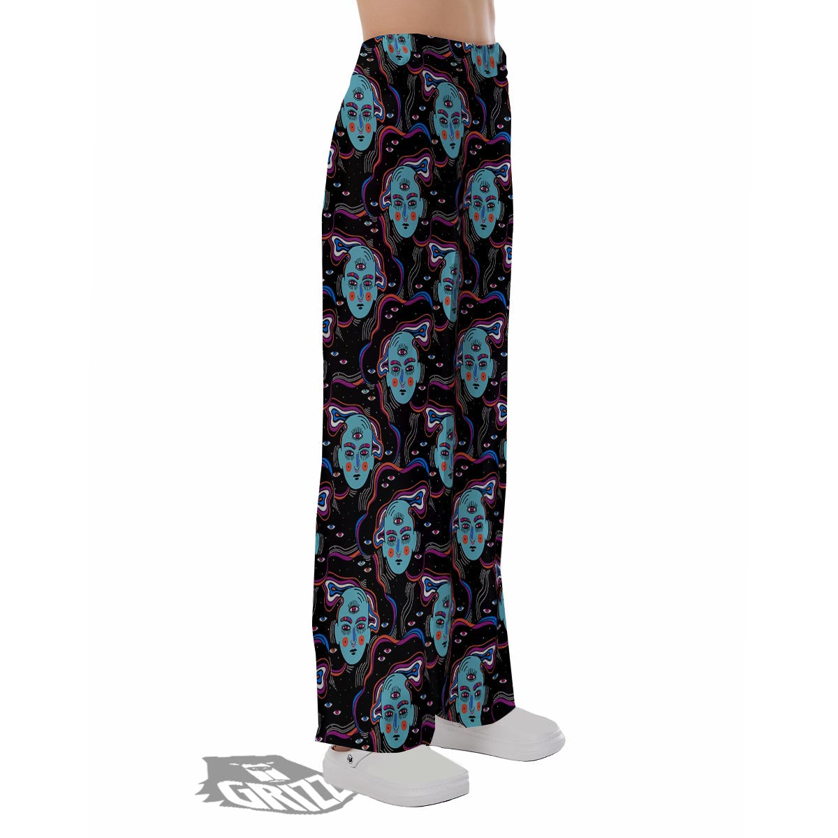 Psychedelic Hippie Retro Print Pattern Pajama Pants-grizzshop