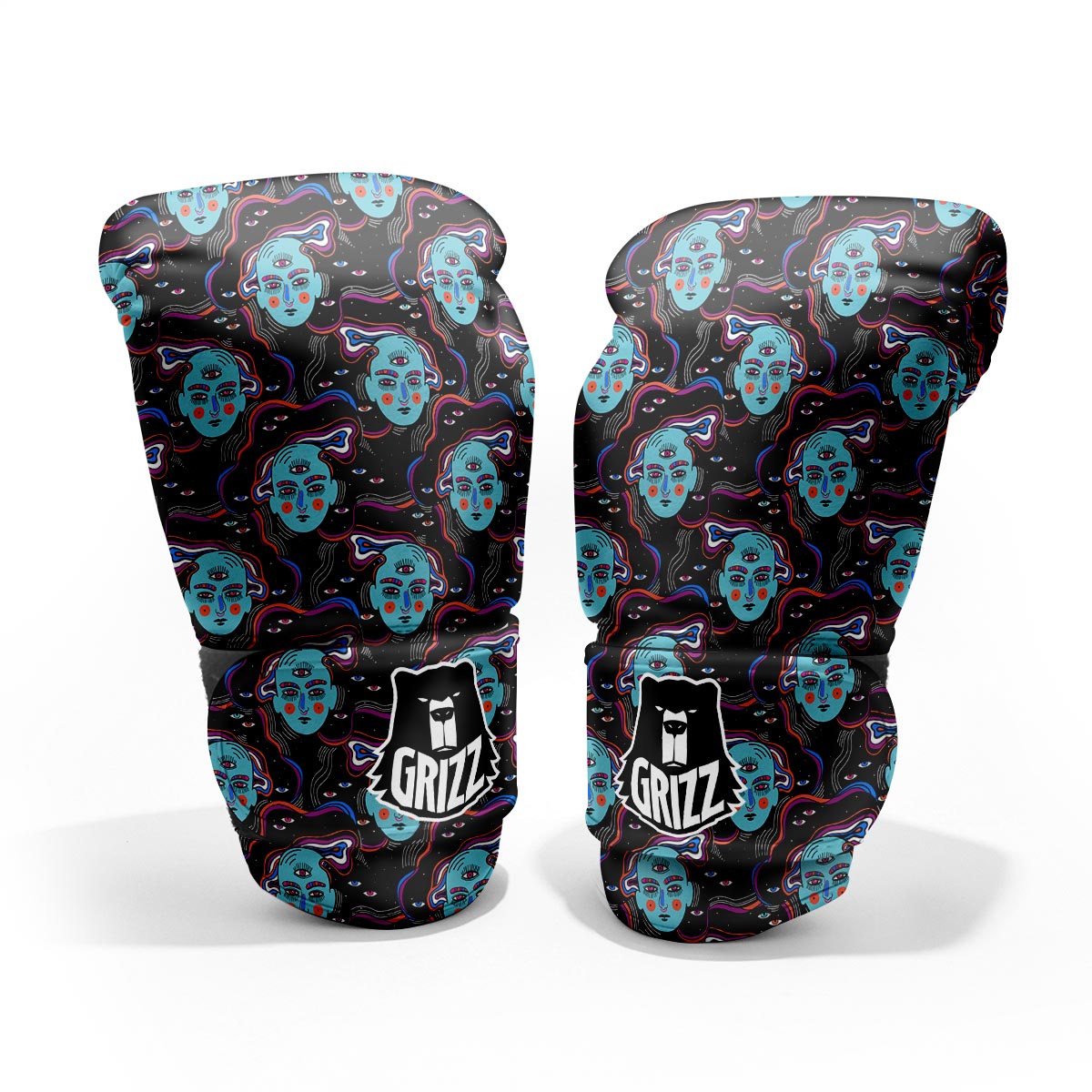 Psychedelic Hippie Retro Print Pattern Pro Boxing Glove