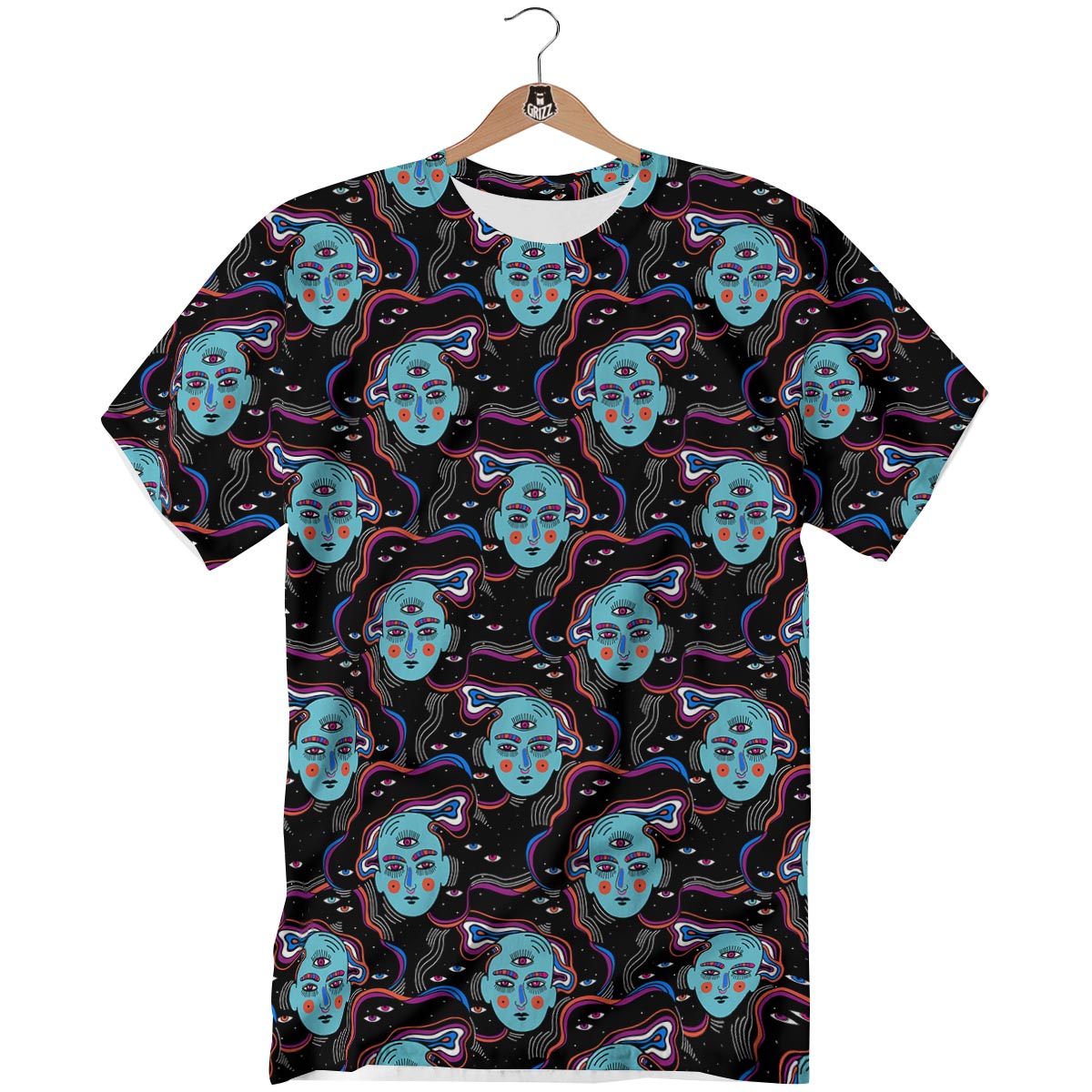 Psychedelic Hippie Retro Print Pattern T-Shirt-grizzshop