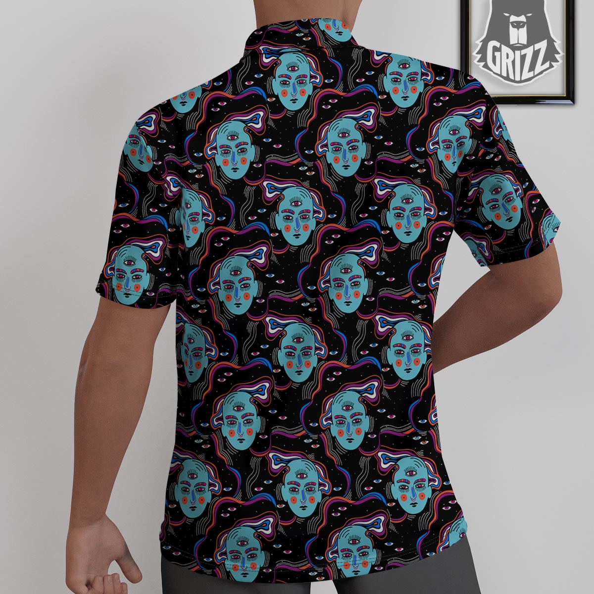Psychedelic Hippie Retro Print Pattern Untucked Shirts-grizzshop