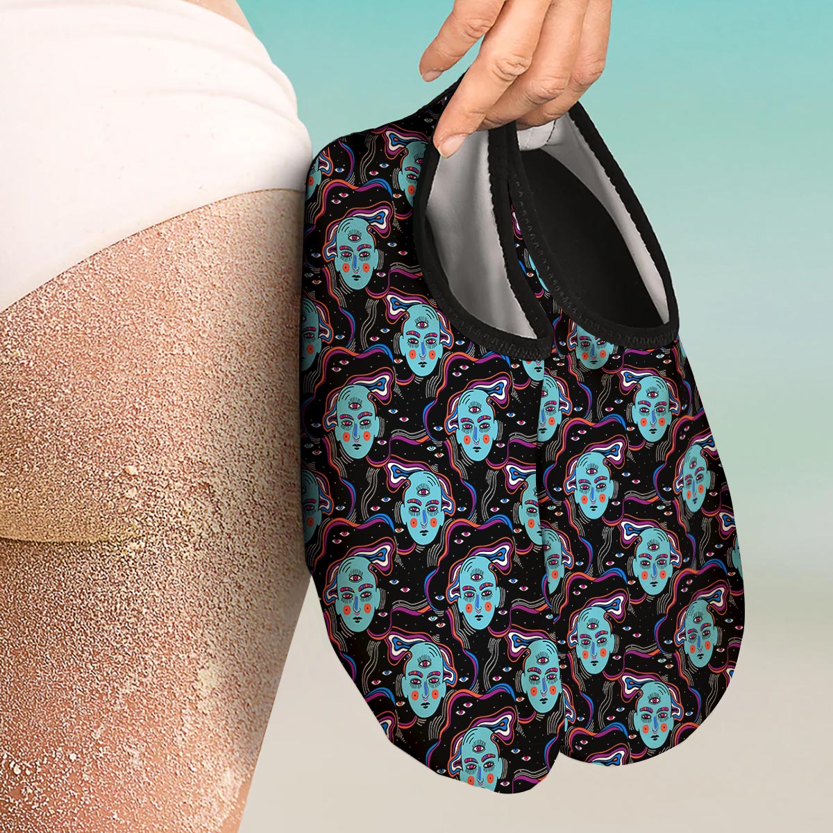 Psychedelic Hippie Retro Print Pattern Water Shoes-grizzshop
