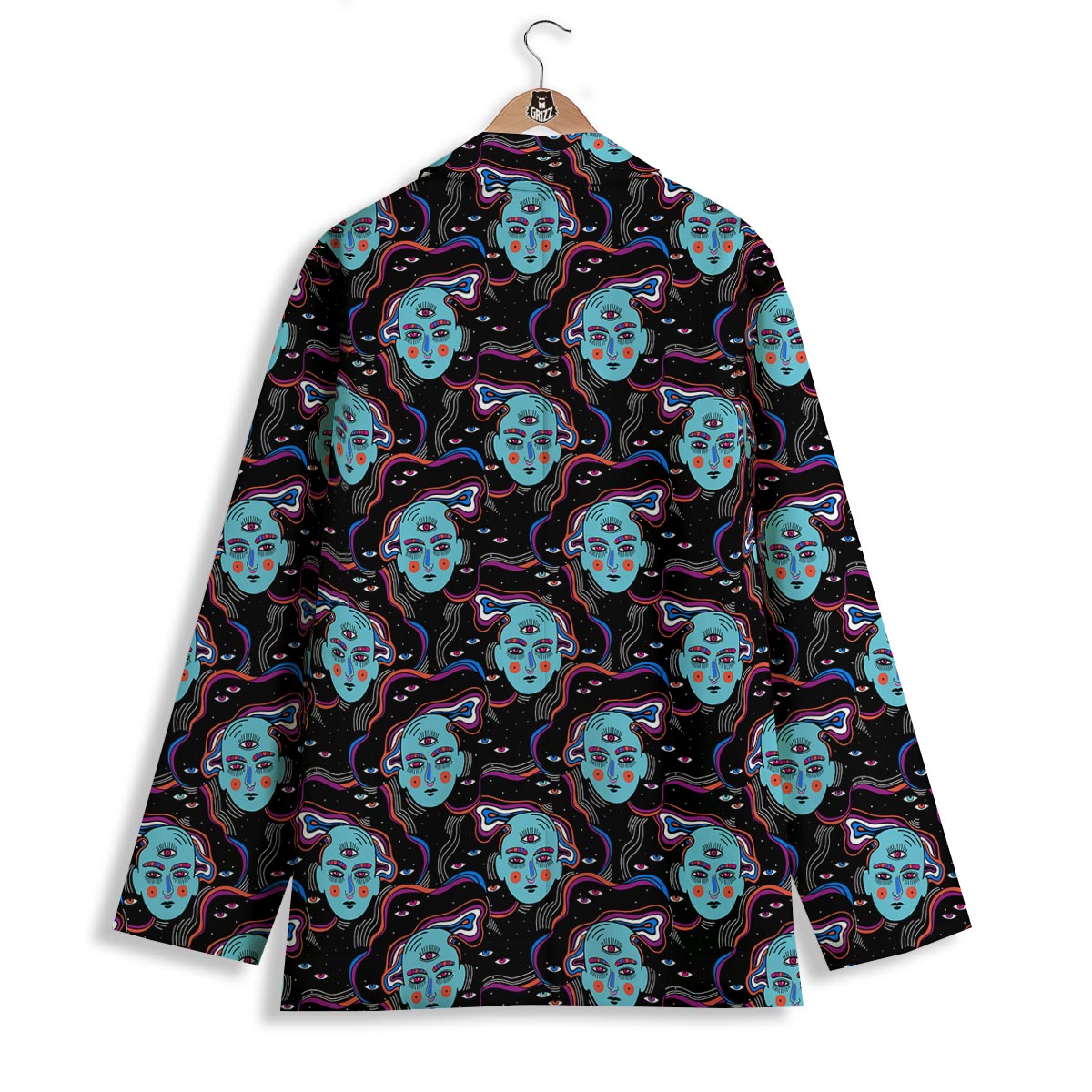 Psychedelic Hippie Retro Print Pattern Women's Blazer-grizzshop