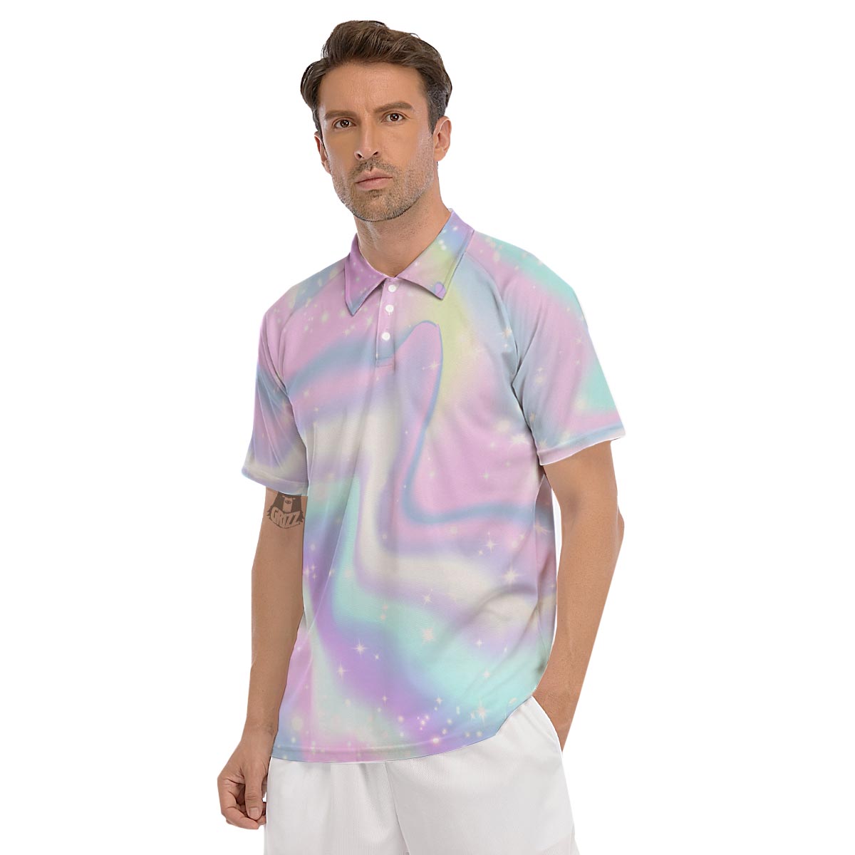 Psychedelic Holographic Men's Golf Shirts-grizzshop