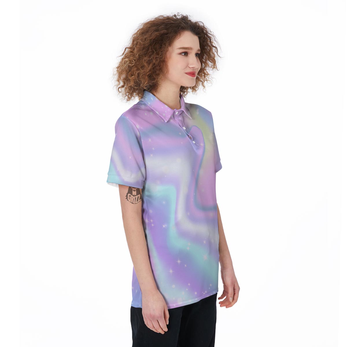 Psychedelic Holographic Women's Golf Shirts-grizzshop