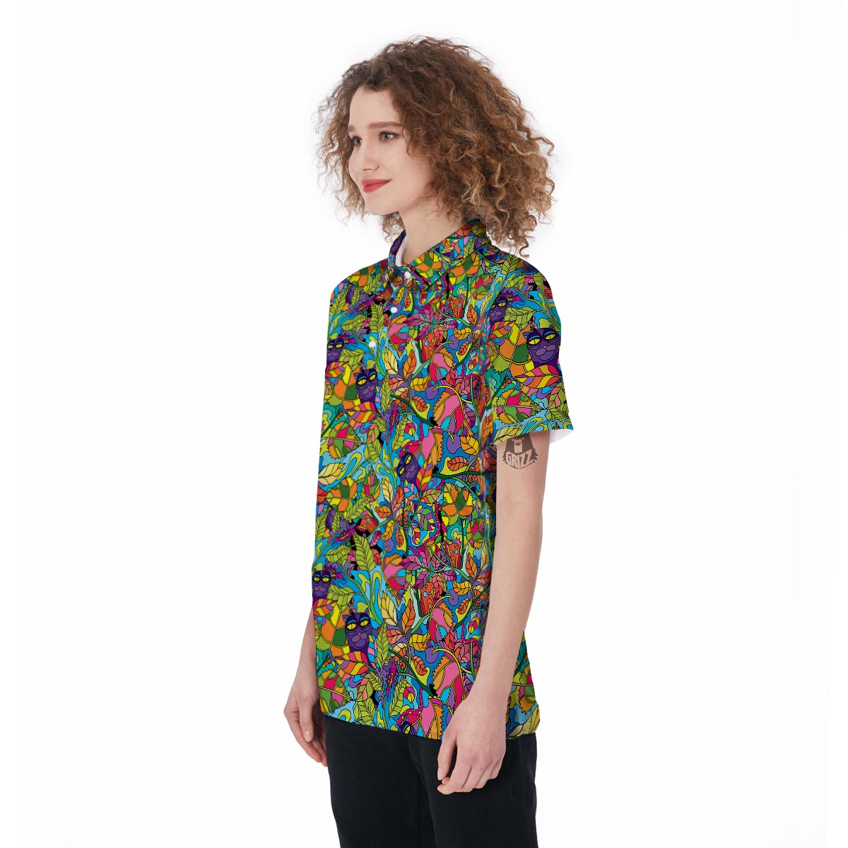 Psychedelic Jungle Forest Floral Women's Golf Shirts-grizzshop