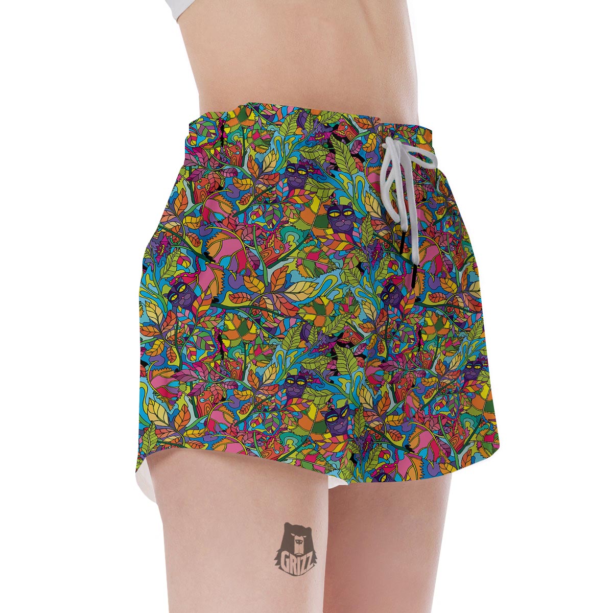 Psychedelic Jungle Forest Floral Women's Shorts-grizzshop