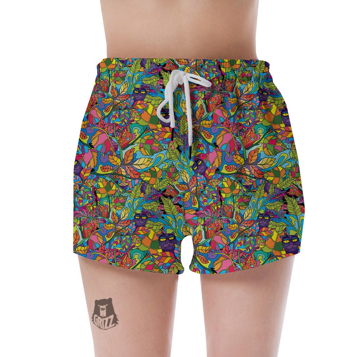 Psychedelic Jungle Forest Floral Women's Shorts-grizzshop