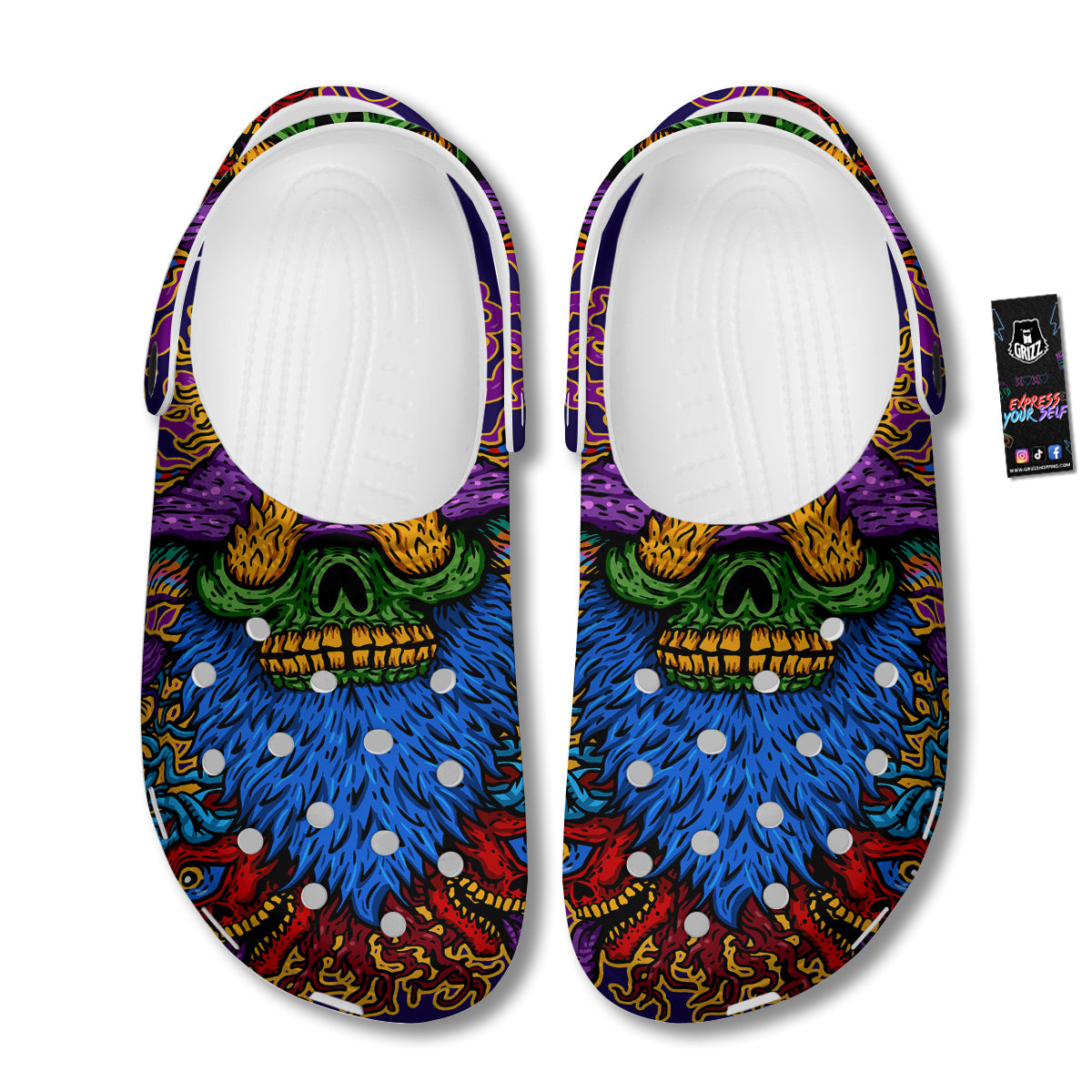 Psychedelic Magic Mushroom Print Clog-grizzshop