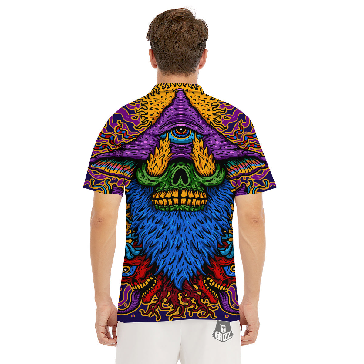 Psychedelic Magic Mushroom Print Men's Golf Shirts-grizzshop