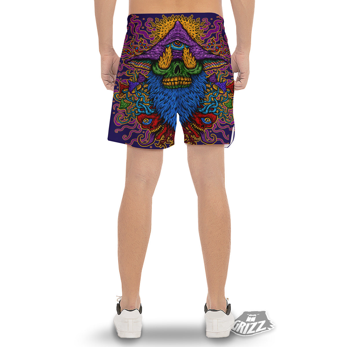 Psychedelic Magic Mushroom Print Men's Gym Shorts-grizzshop