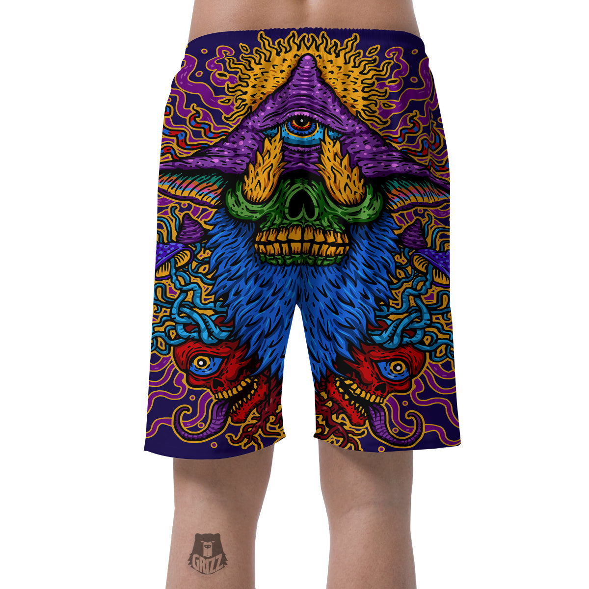 Psychedelic Magic Mushroom Print Men's Shorts-grizzshop