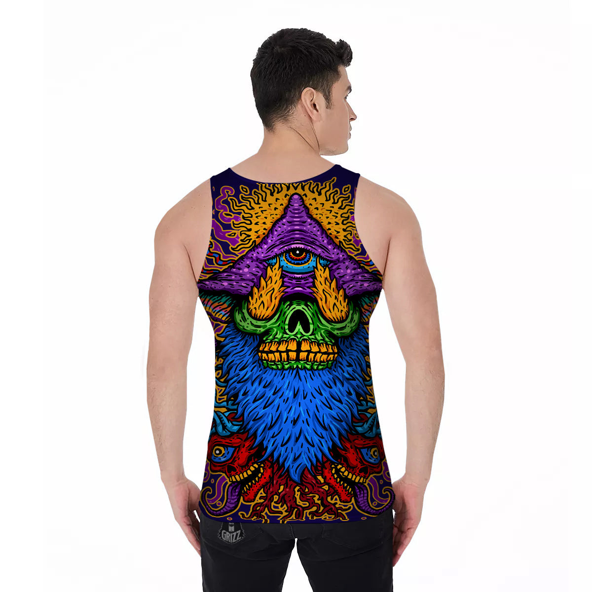Psychedelic Magic Mushroom Print Men's Tank Top-grizzshop