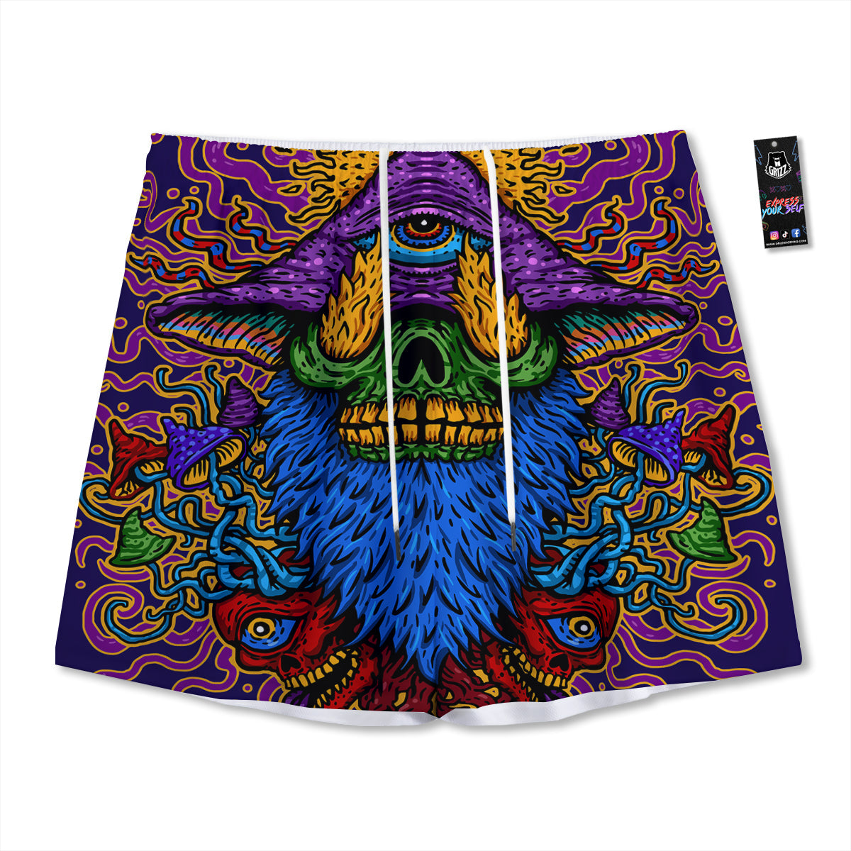 Raccoon Cute Print Pattern Mesh Shorts