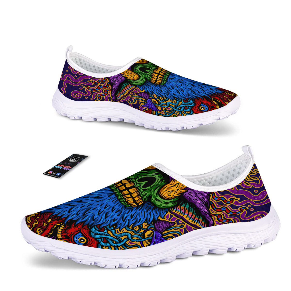 Psychedelic Magic Mushroom Print Nurse Shoes-grizzshop