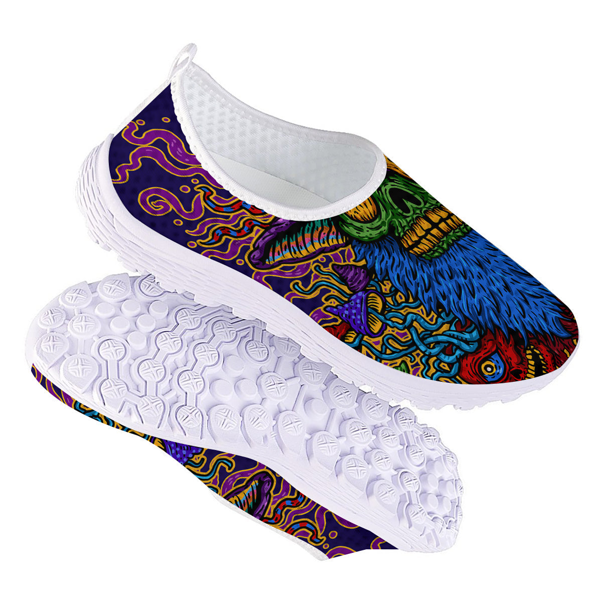 Psychedelic Magic Mushroom Print Nurse Shoes-grizzshop