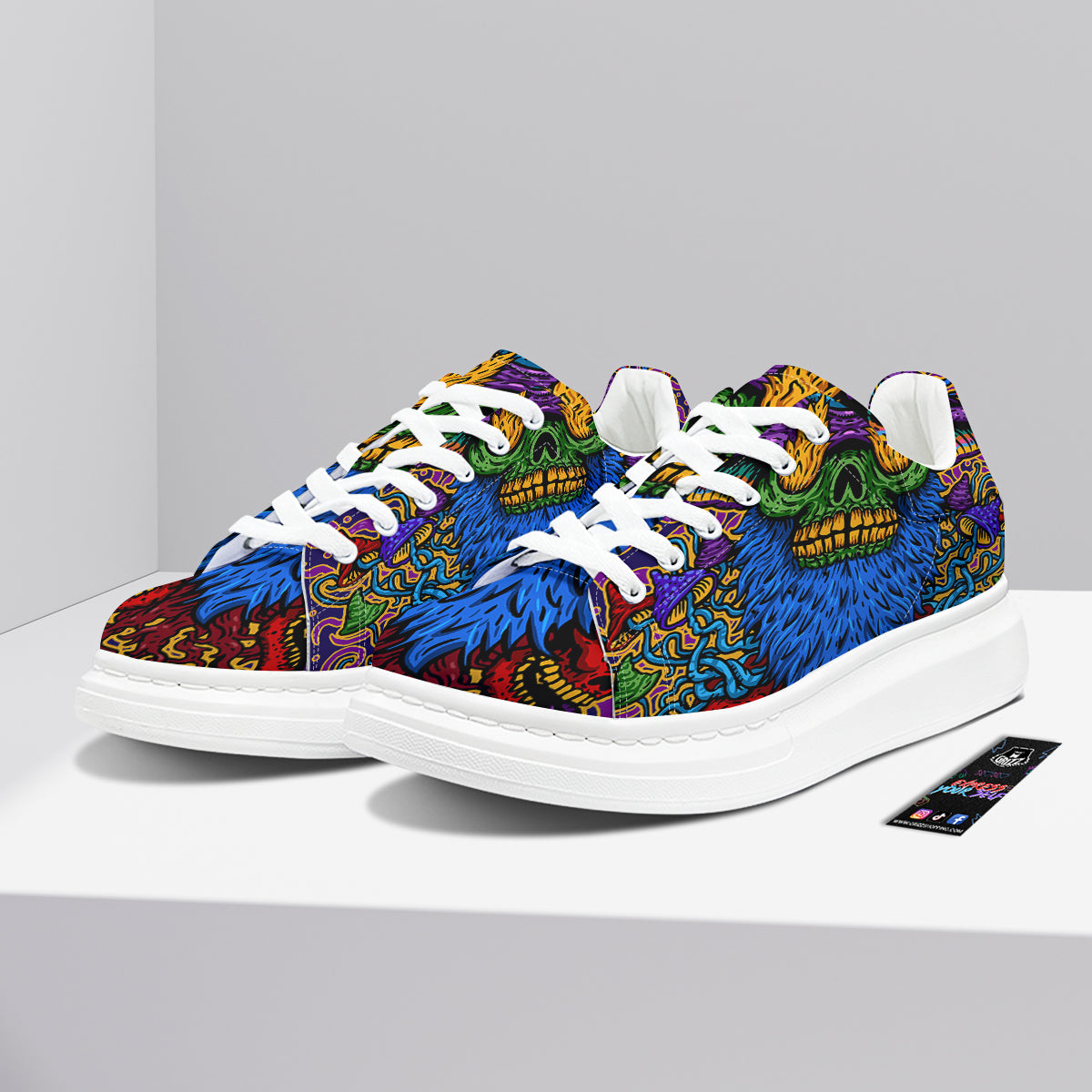 Psychedelic Magic Mushroom Print Platform Shoes-grizzshop