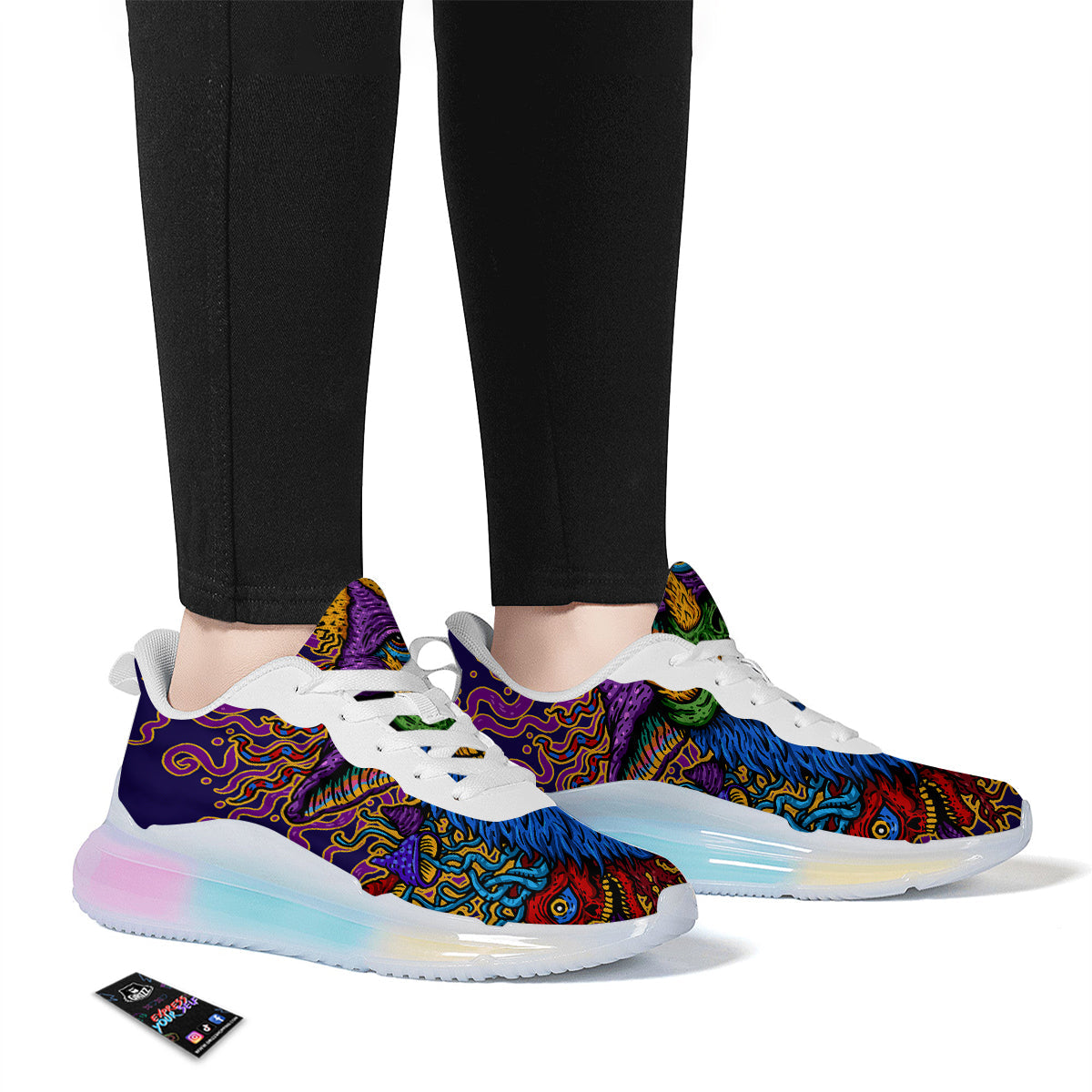 Psychedelic Magic Mushroom Print Running Sneakers-grizzshop