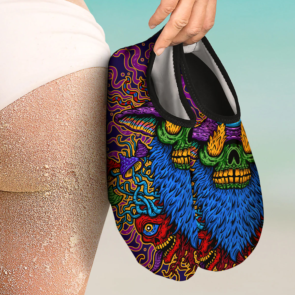 Psychedelic Magic Mushroom Print Water Shoes-grizzshop