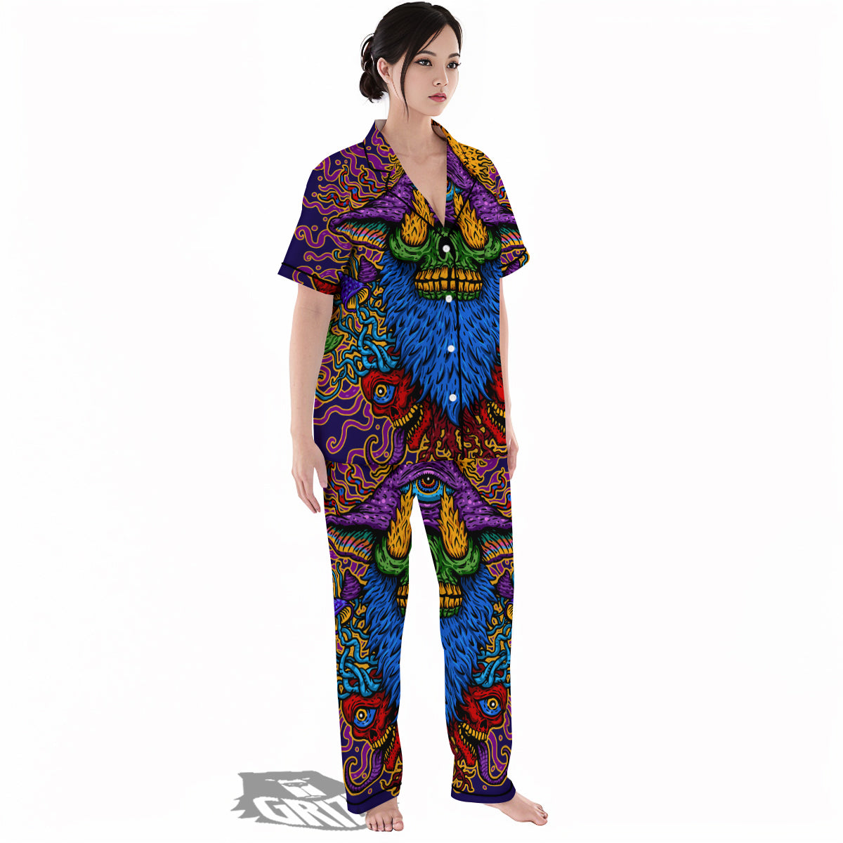 Psychedelic Magic Mushroom Print Women's Pajamas Set-grizzshop
