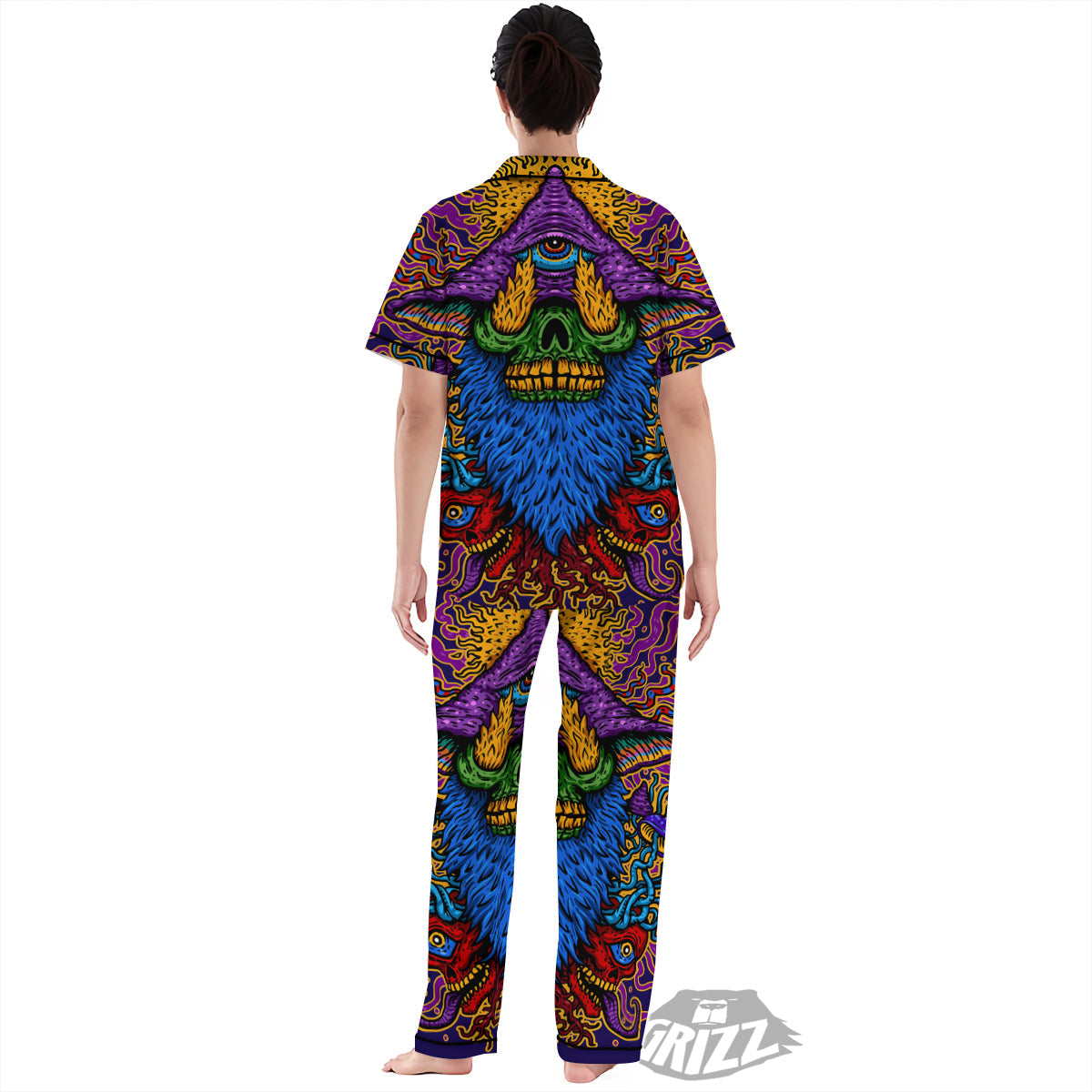 Psychedelic Magic Mushroom Print Women's Pajamas Set-grizzshop
