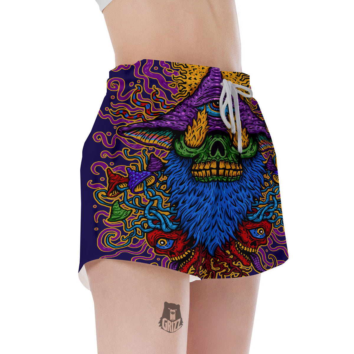 Psychedelic Magic Mushroom Print Women's Shorts-grizzshop