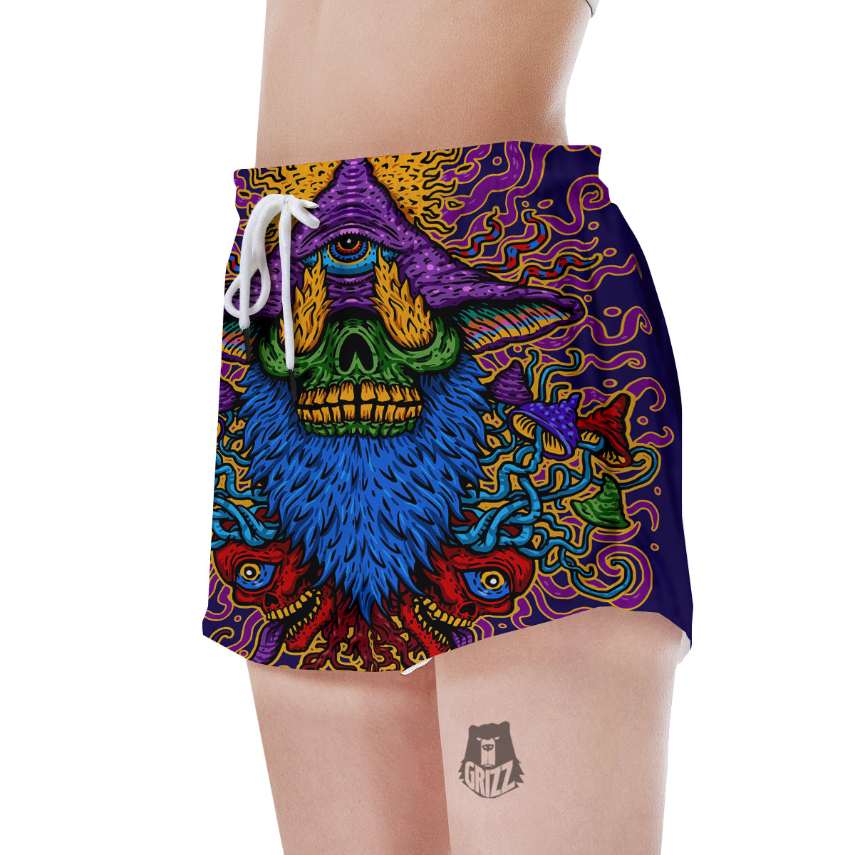 Psychedelic Magic Mushroom Print Women's Shorts-grizzshop