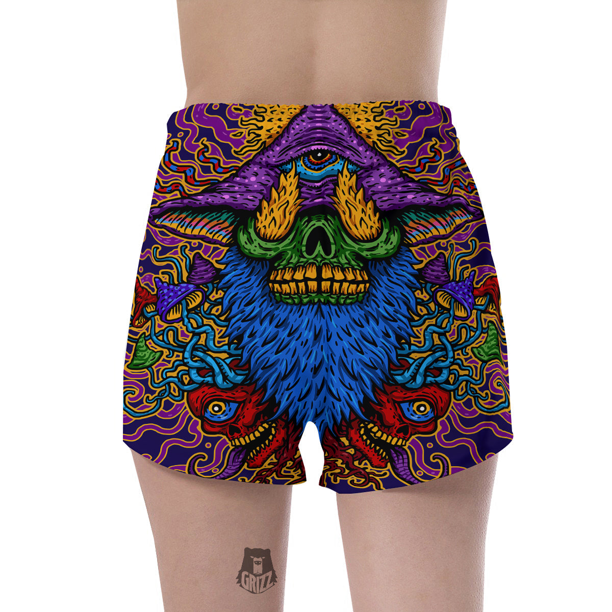 Psychedelic Magic Mushroom Print Women's Shorts-grizzshop