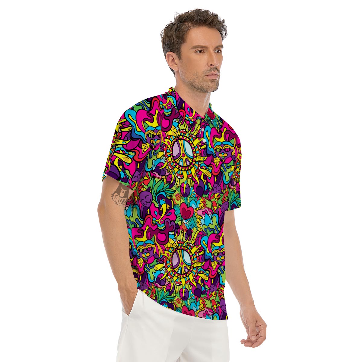 Psychedelic Men's Golf Shirts-grizzshop