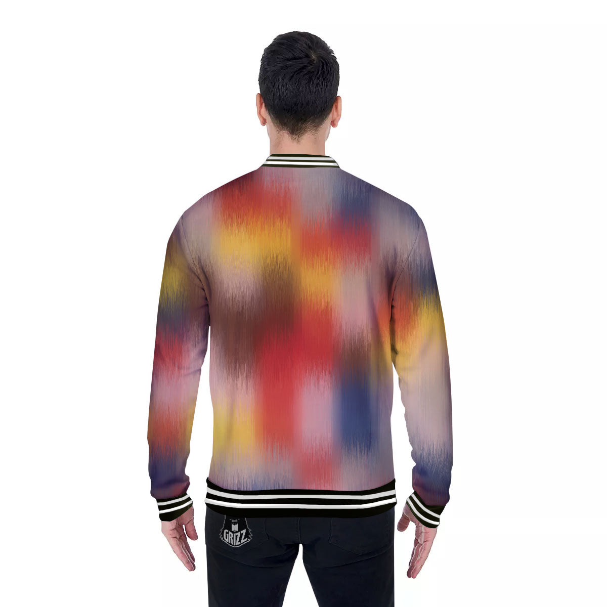 Psychedelic Multicolor Print Baseball Jacket-grizzshop