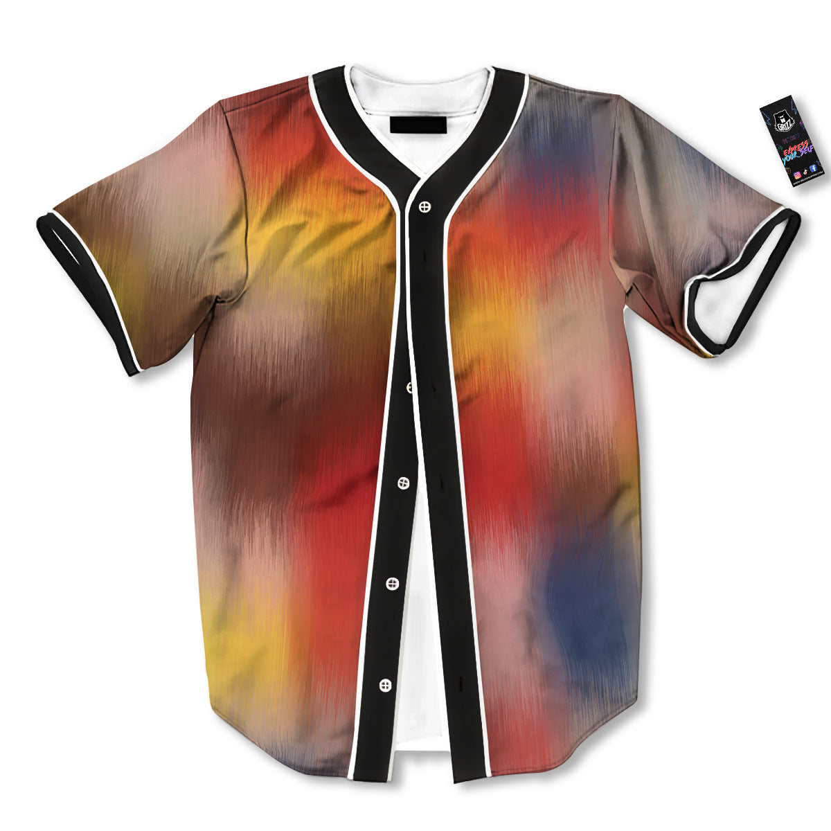 Psychedelic Multicolor Print Baseball Jersey-grizzshop
