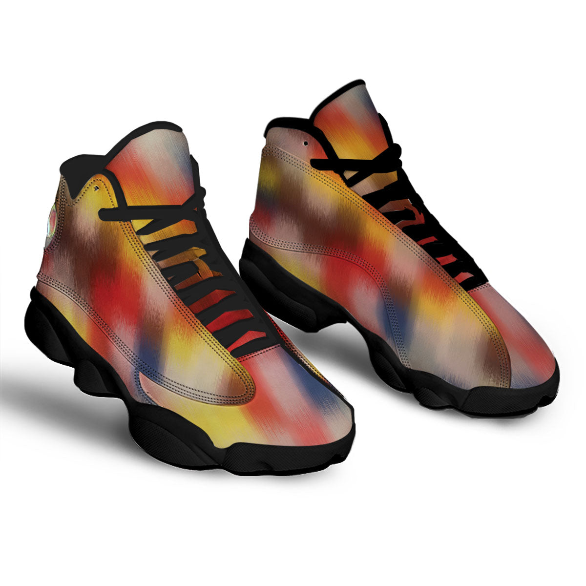 Psychedelic Multicolor Print Black Basketball Shoes-grizzshop